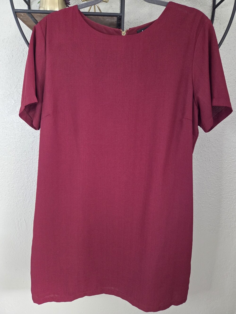 Womens Burgundy Short Sleeve Dress